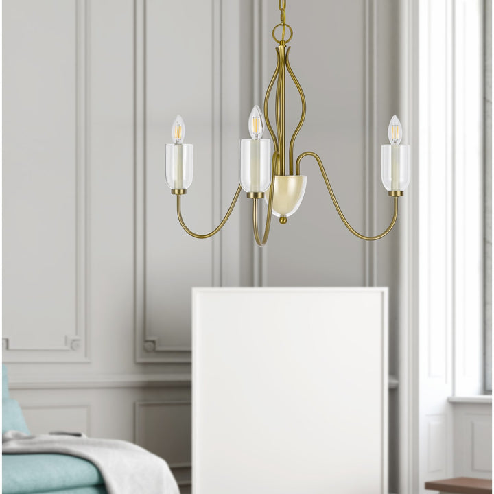 60W X 3  Metal Chandelier With Glass Shade
