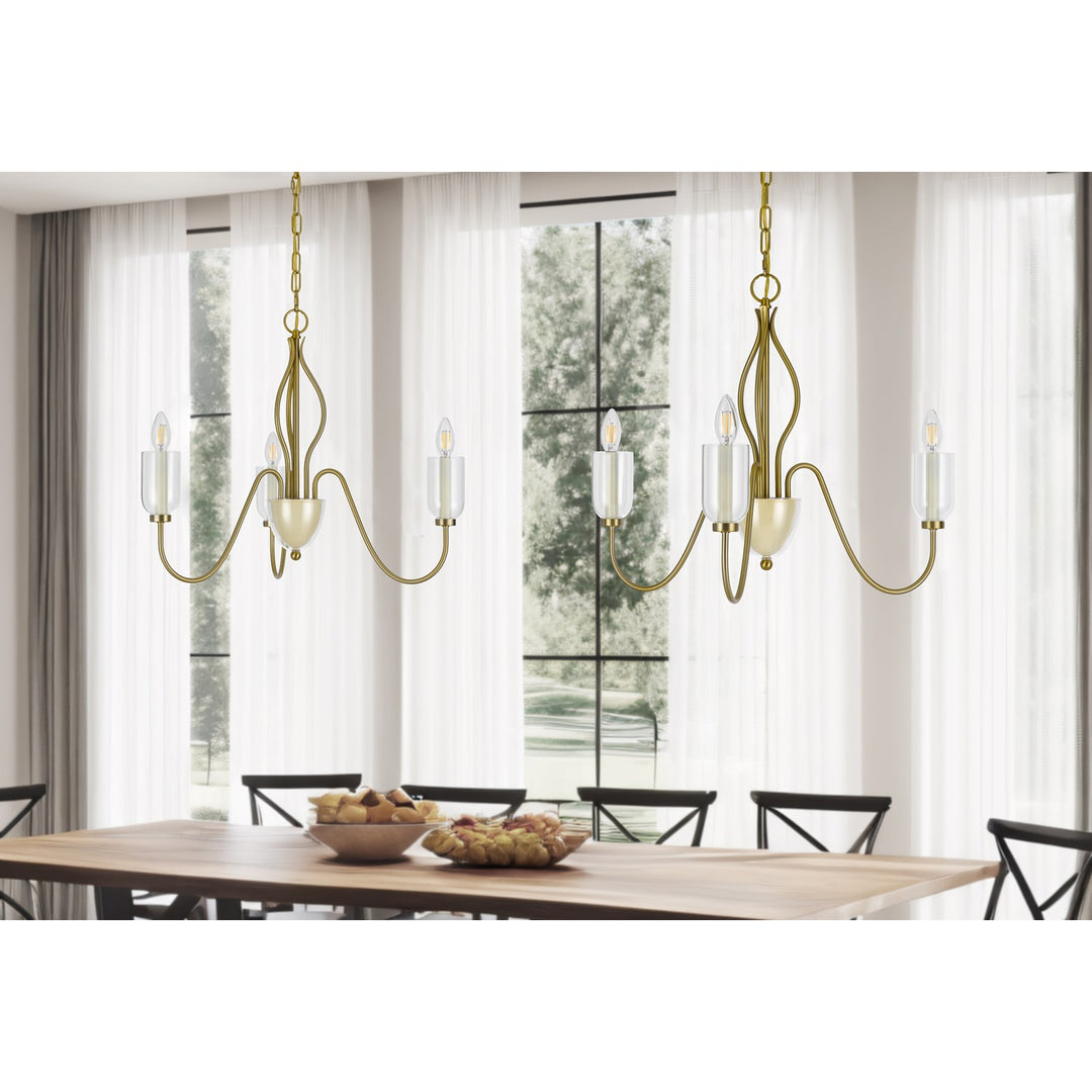60W X 3  Metal Chandelier With Glass Shade