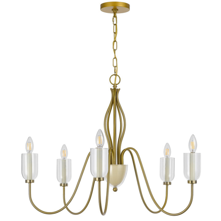 60W X 5  Metal Chandelier With Glass Shade