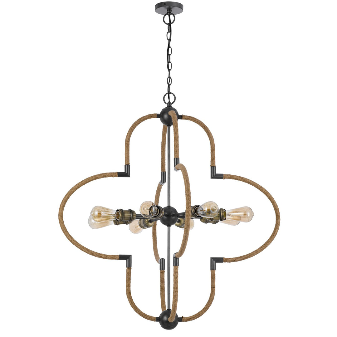 60W X 8  Metal Chandelier With Burlap Wrapped Frame by CAL Lighting