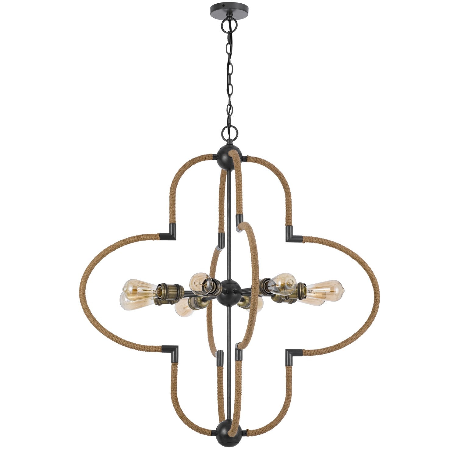 60W X 8  Metal Chandelier With Burlap Wrapped Frame by CAL Lighting