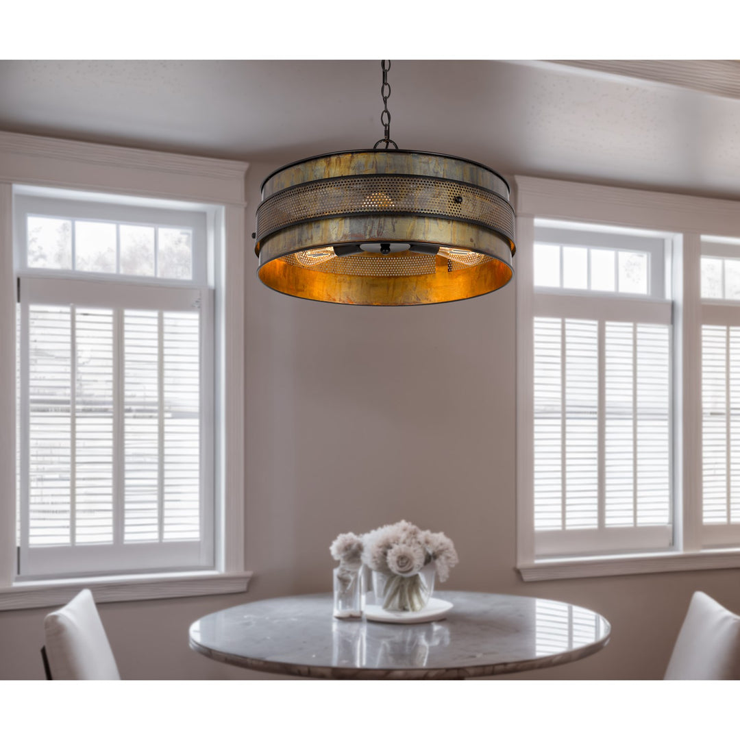 60W X 3  Metal Drum Chandelier