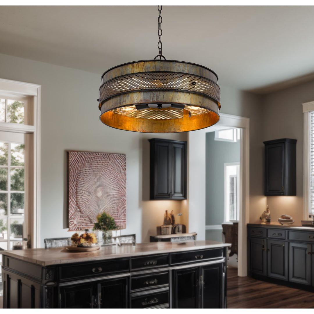 60W X 3  Metal Drum Chandelier