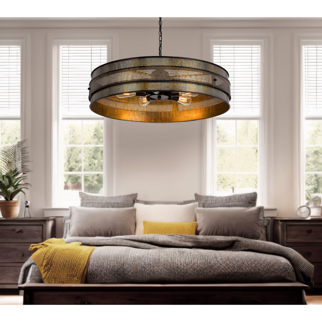 60W X 5  Metal Drum Chandelier