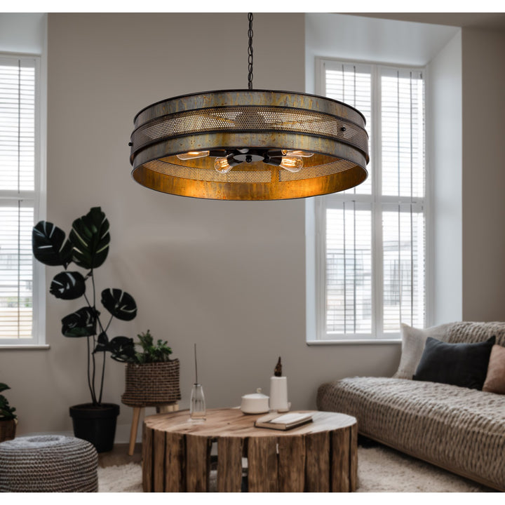 60W X 5  Metal Drum Chandelier