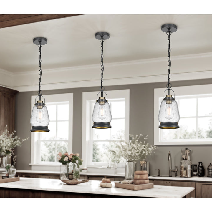 60W  Metal Pendant Light With Glass Shade