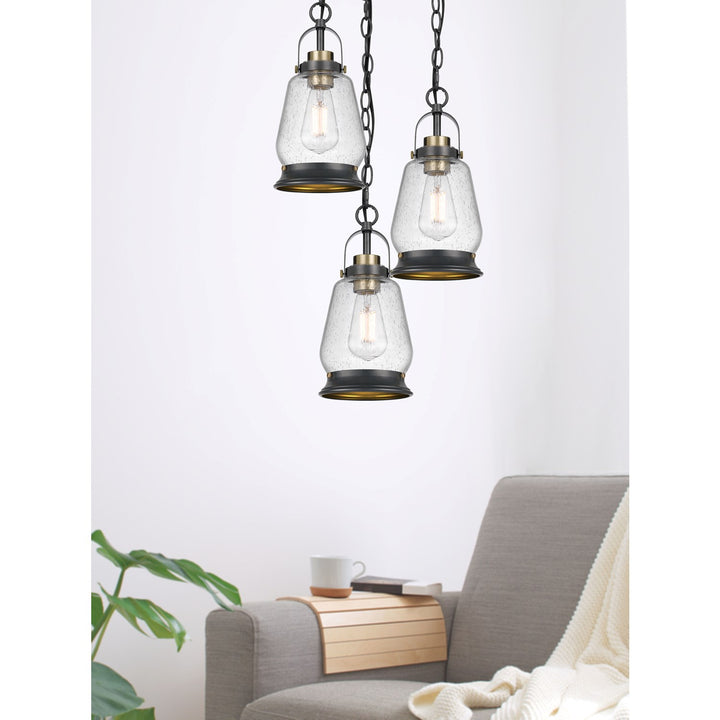 60W  Metal Pendant Light With Glass Shade