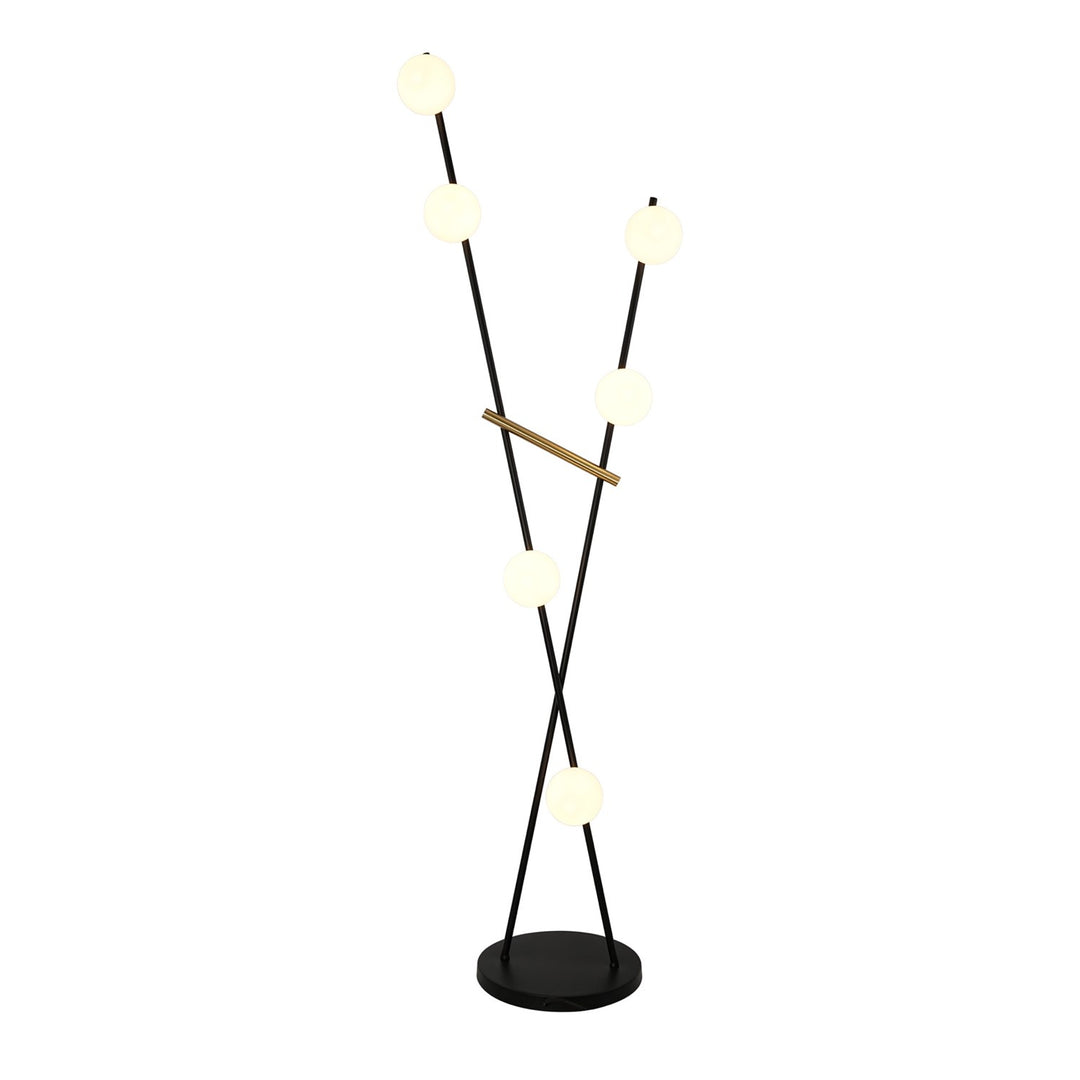 6 Light Floor Lamp, Black, Brushed Brass by Artcraft
