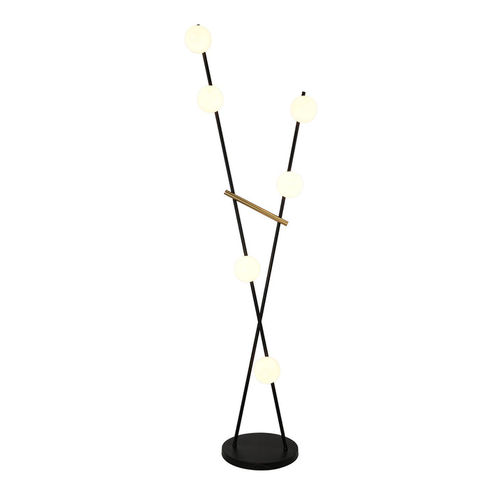 6 Light Floor Lamp, Black, Brushed Brass by Artcraft
