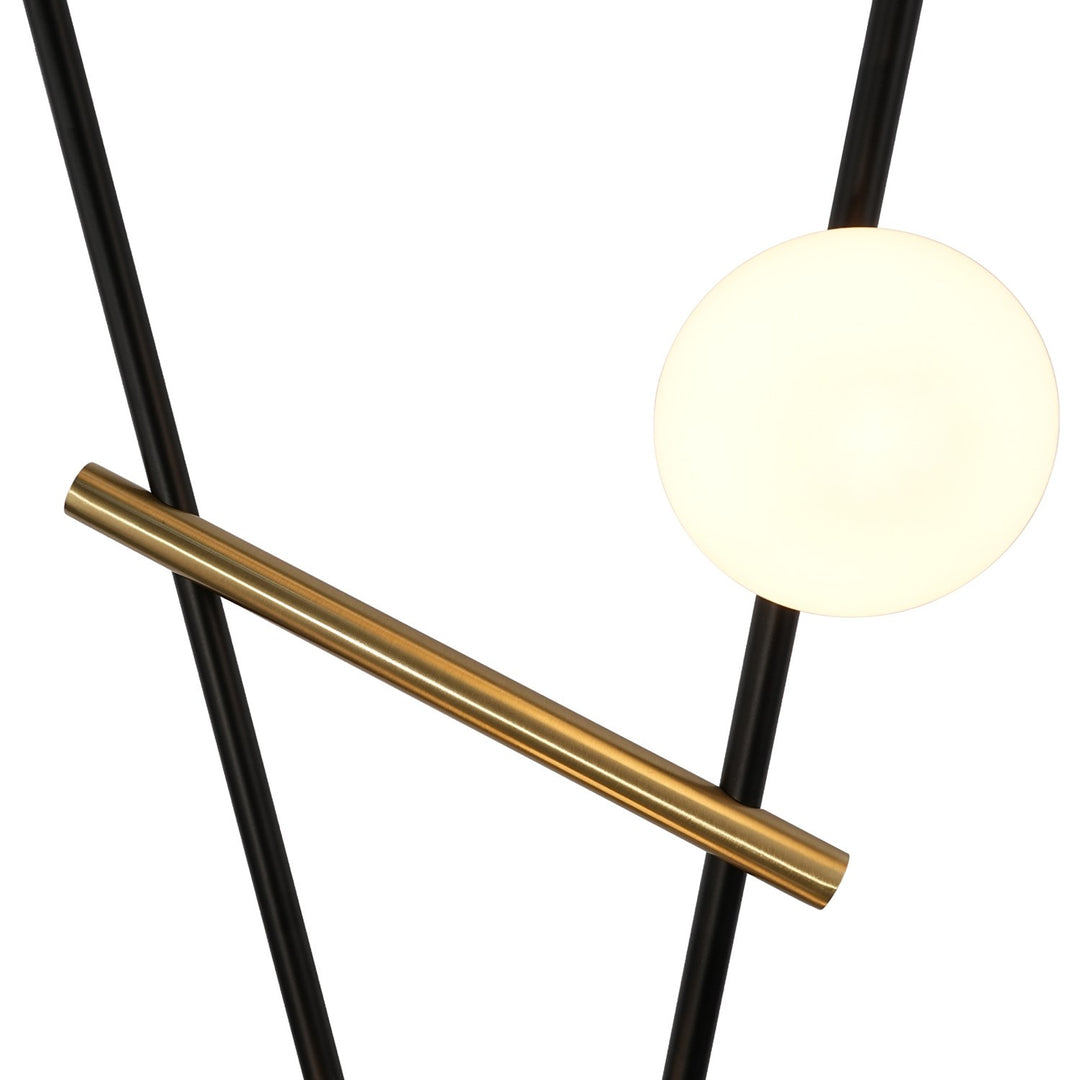 6 Light Floor Lamp, Black, Brushed Brass