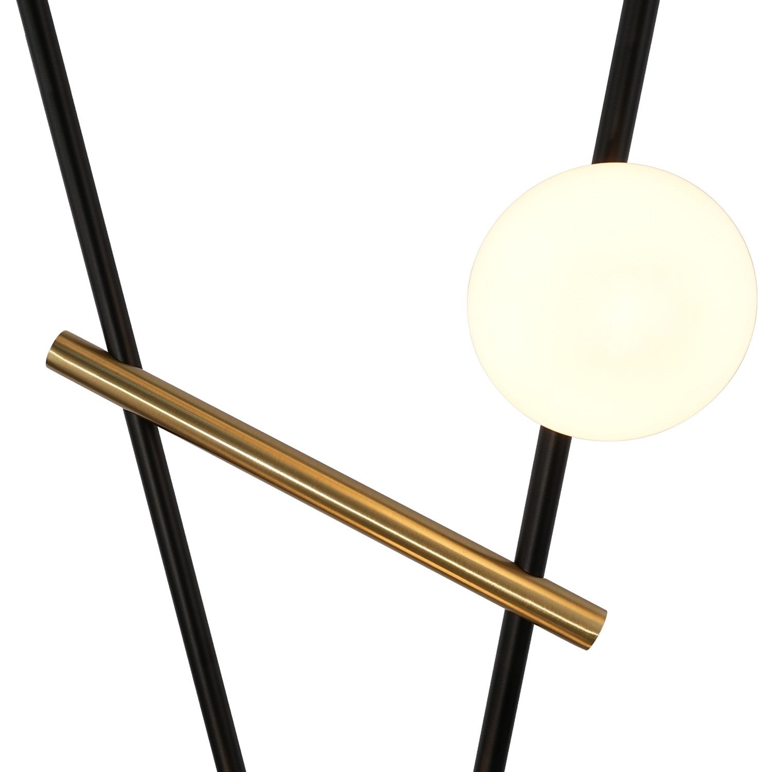6 Light Floor Lamp, Black, Brushed Brass