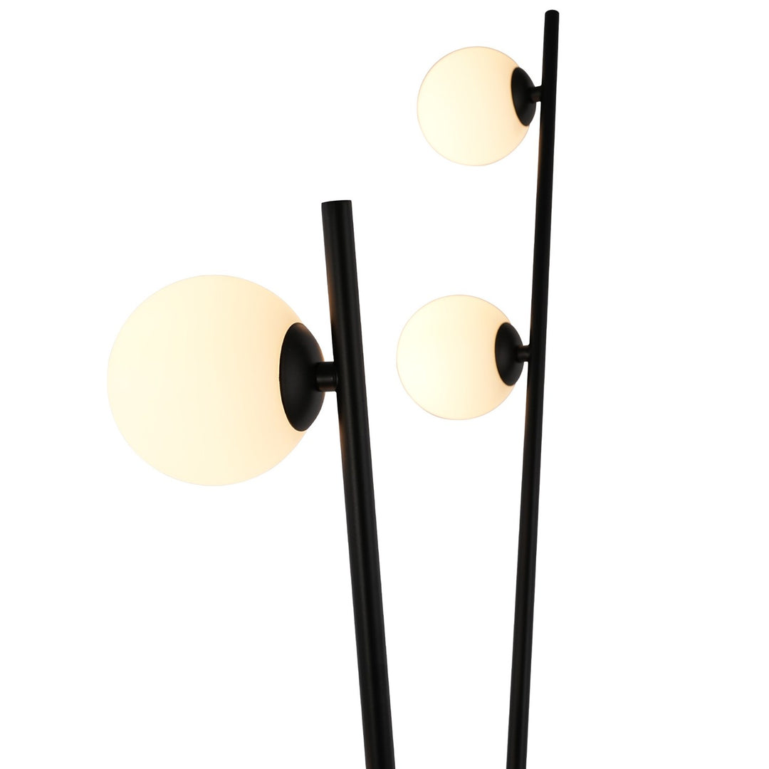 6 Light Floor Lamp, Black, Brushed Brass