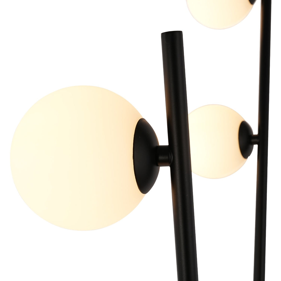 6 Light Floor Lamp, Black, Brushed Brass