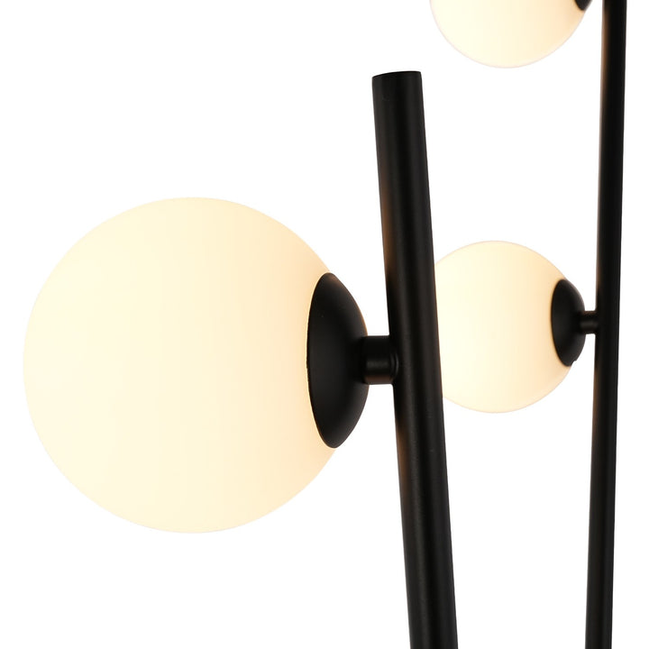 6 Light Floor Lamp, Black, Brushed Brass