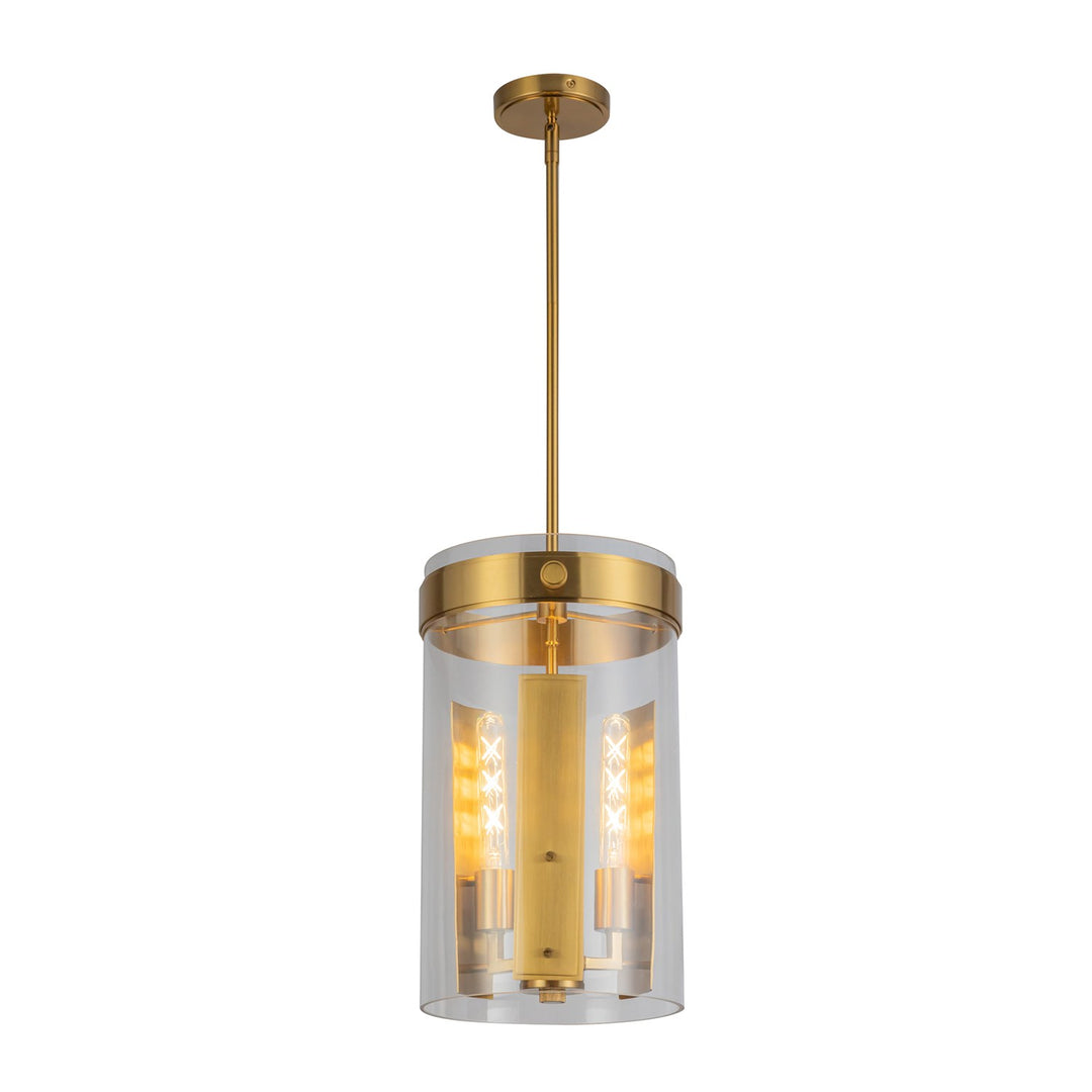 3 Light Pendant, Brushed Brass by Artcraft