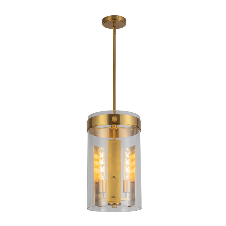 3 Light Pendant, Brushed Brass by Artcraft