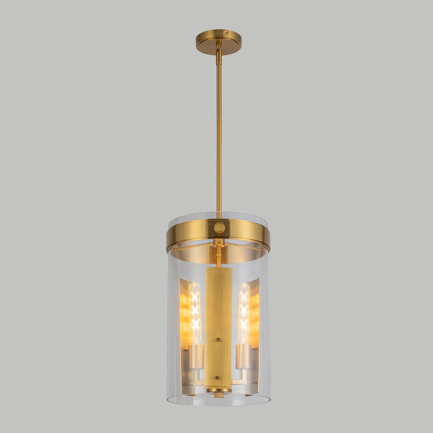 3 Light Pendant, Brushed Brass