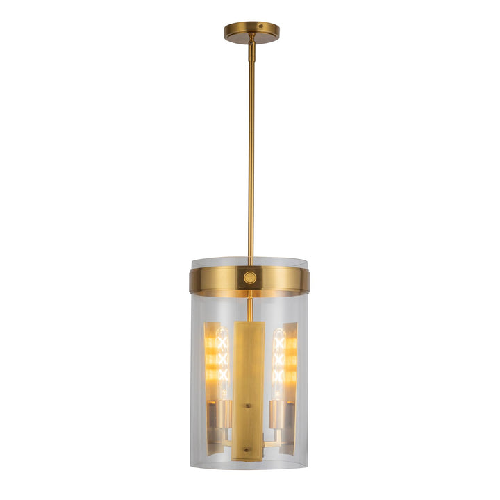 3 Light Pendant, Brushed Brass