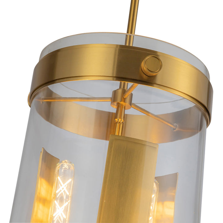 3 Light Pendant, Brushed Brass