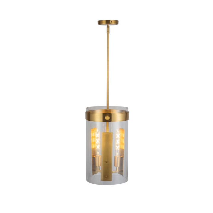 3 Light Pendant, Brushed Brass