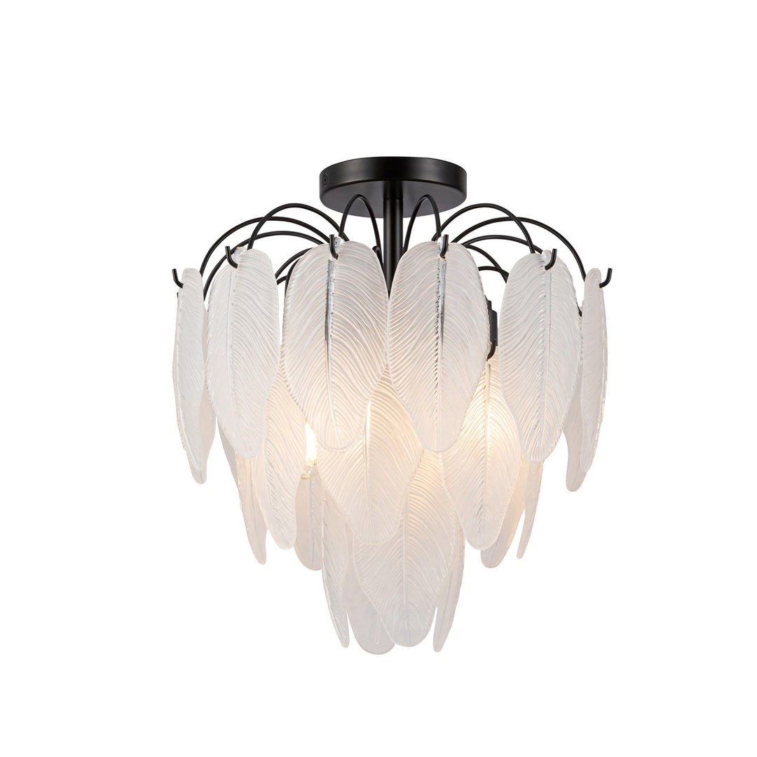 4 Light Semi Flush Mount, Black