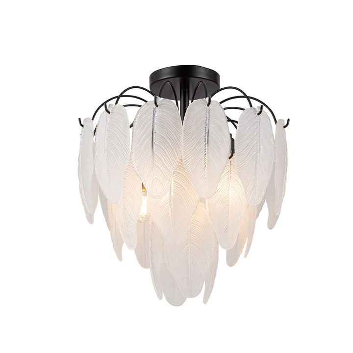 4 Light Semi Flush Mount, Black