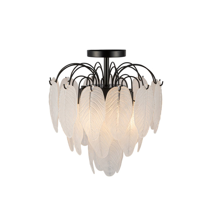 4 Light Semi Flush Mount, Black