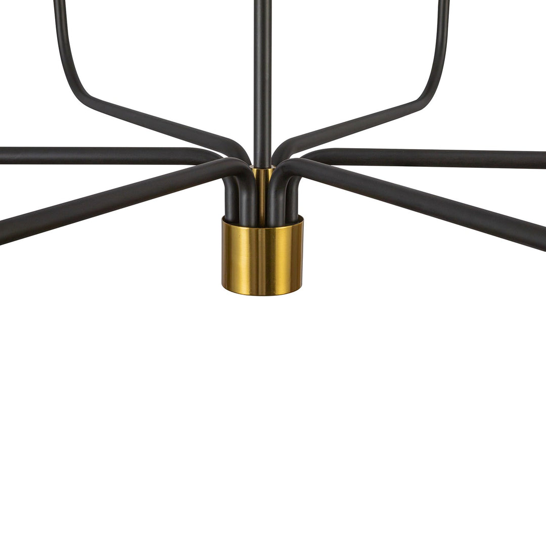 6 Light Chandelier, Black, Brushed Brass