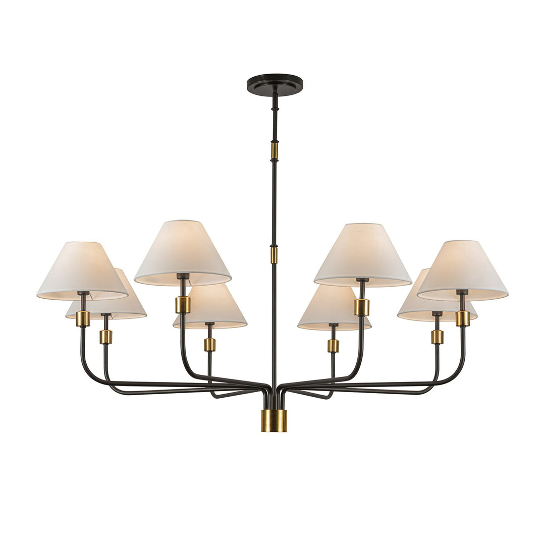 8 Light Chandelier, Black, Brushed Brass by Artcraft
