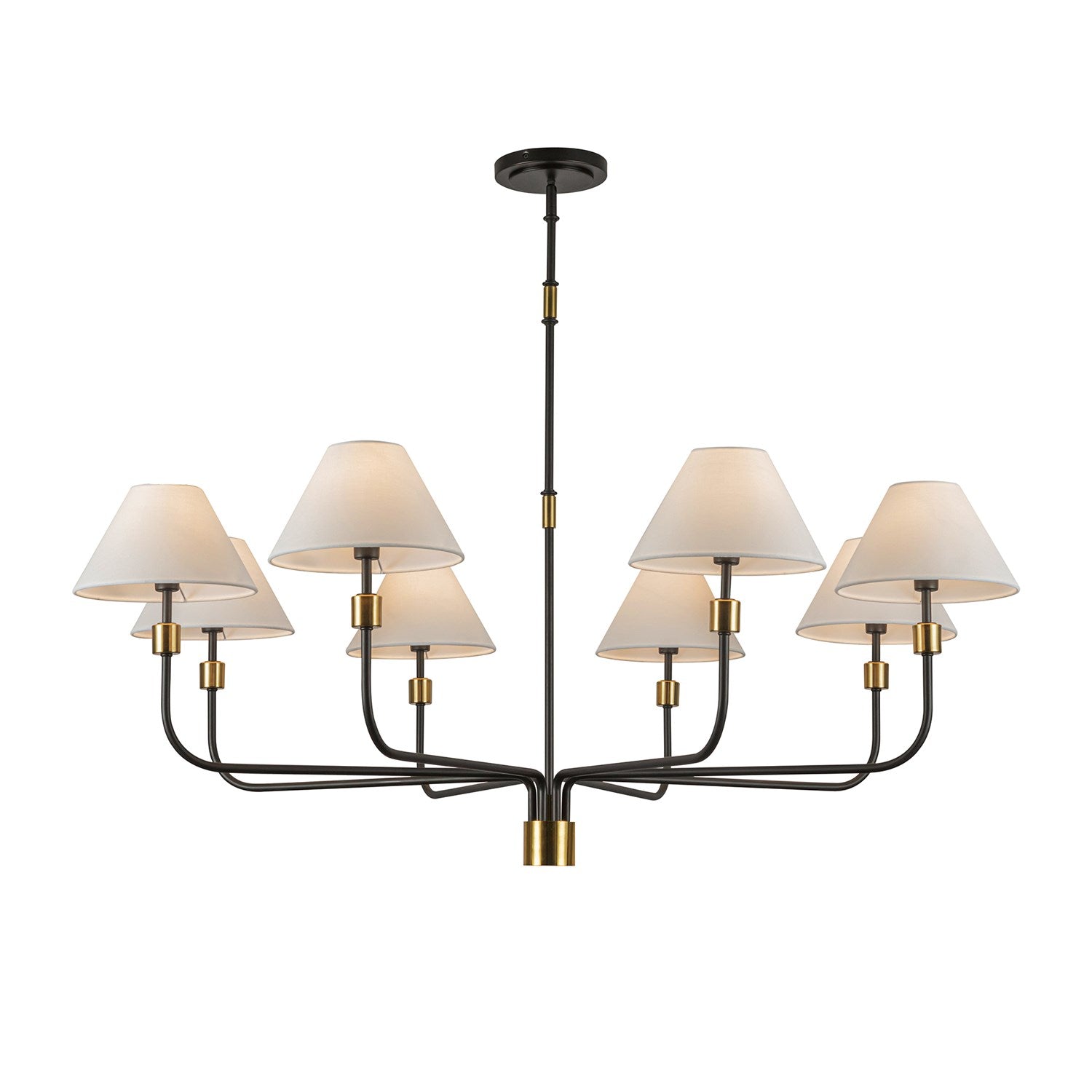 8 Light Chandelier, Black, Brushed Brass by Artcraft