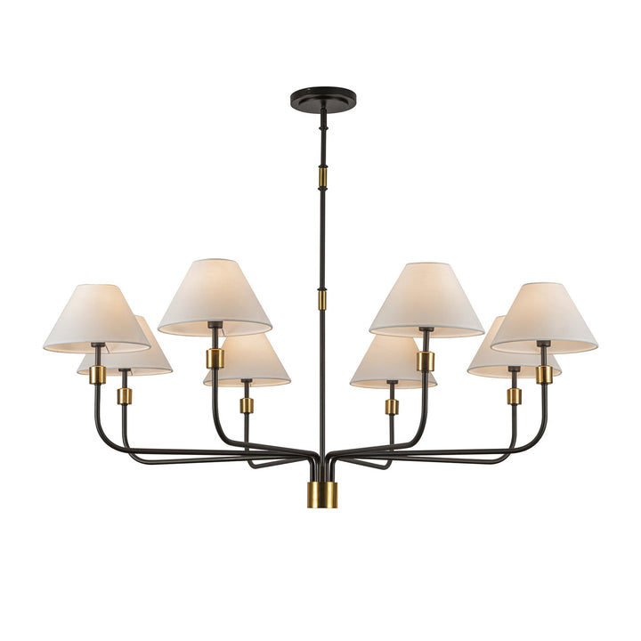 8 Light Chandelier, Black, Brushed Brass by Artcraft