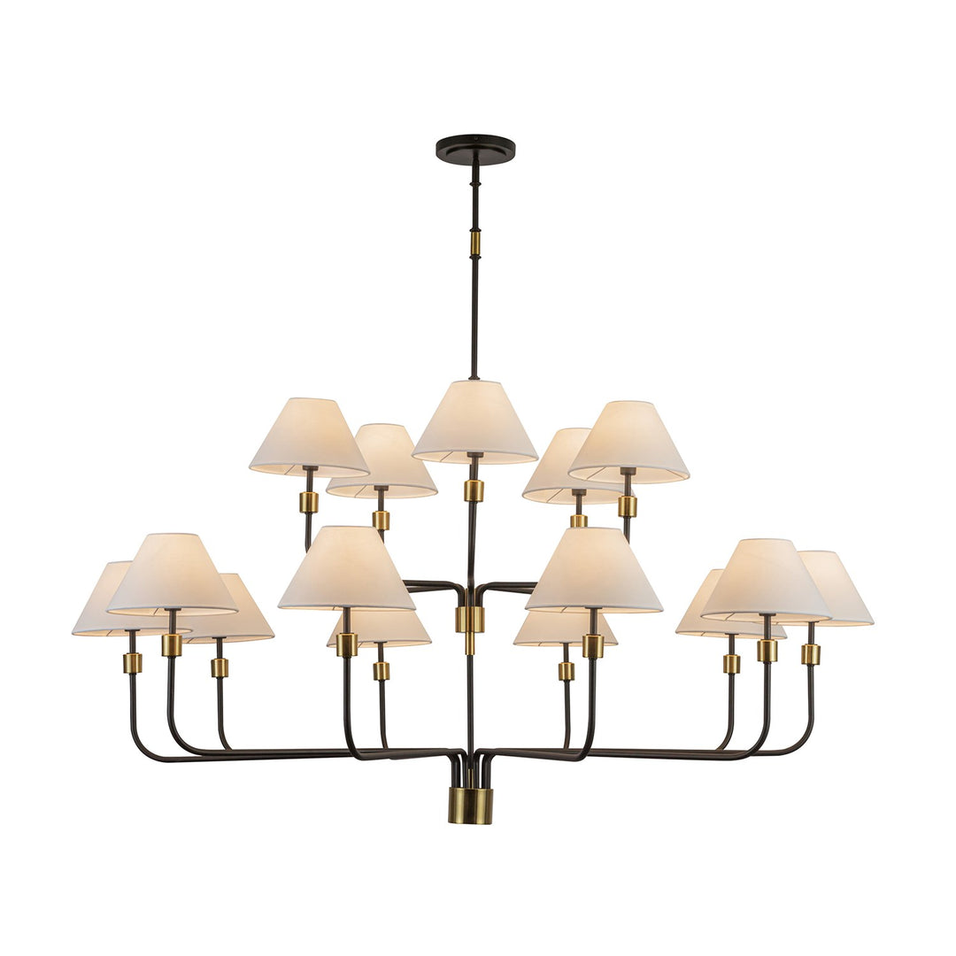 15 Light Chandelier, Black, Brushed Brass by Artcraft