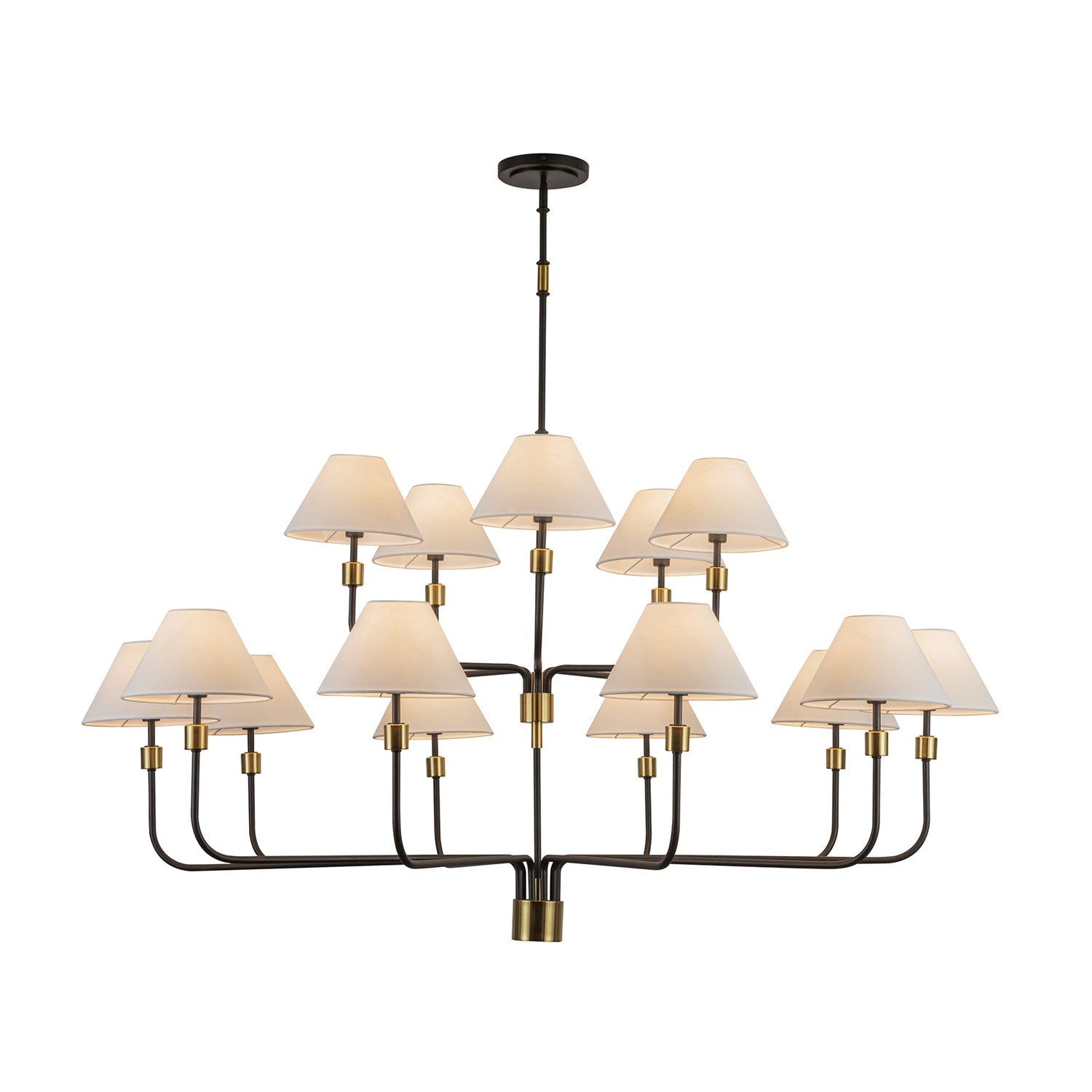 15 Light Chandelier, Black, Brushed Brass by Artcraft