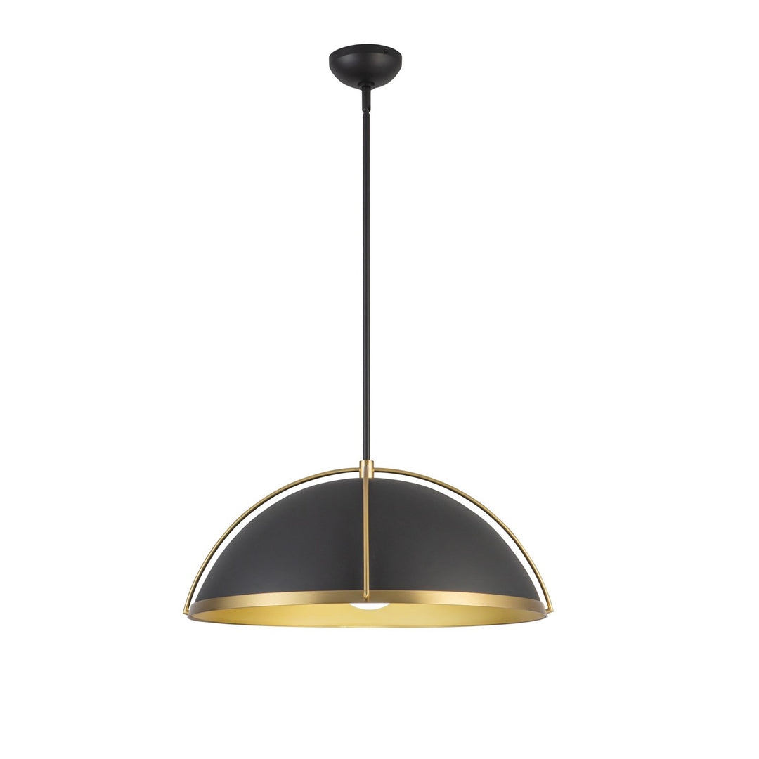 1 Light Pendant 17.6", Black, Brushed Brass by Artcraft