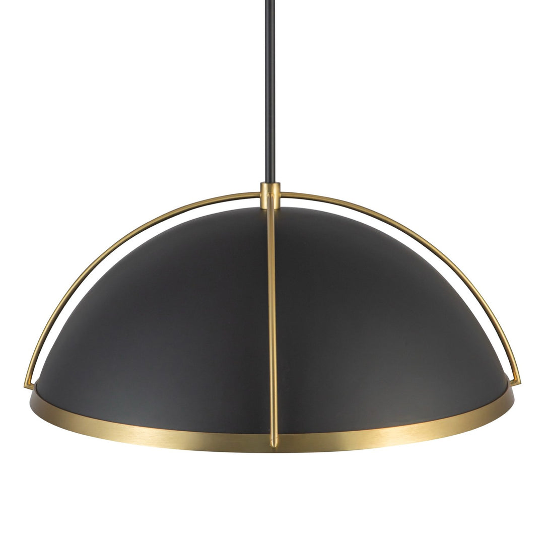 1 Light Pendant 17.6", Black, Brushed Brass