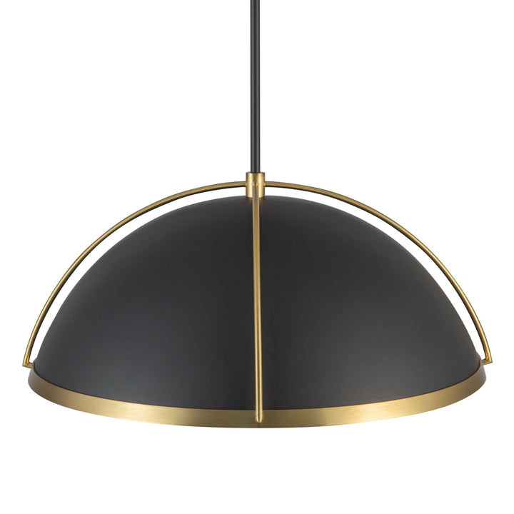 1 Light Pendant 17.6", Black, Brushed Brass