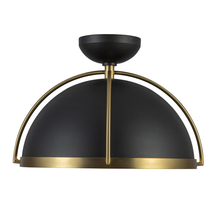 1 Light Pendant 17.6", Black, Brushed Brass