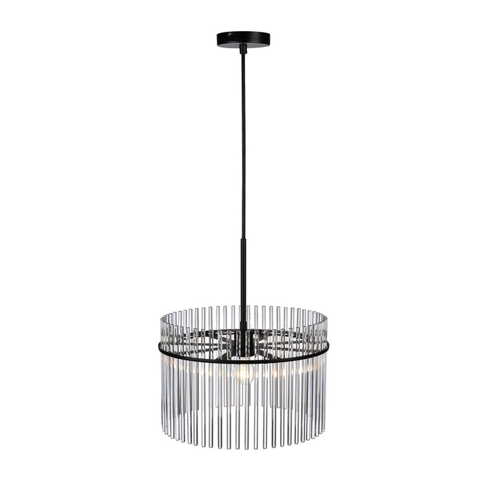 1 Light Semi Flush Mount, Black With Glass Rods