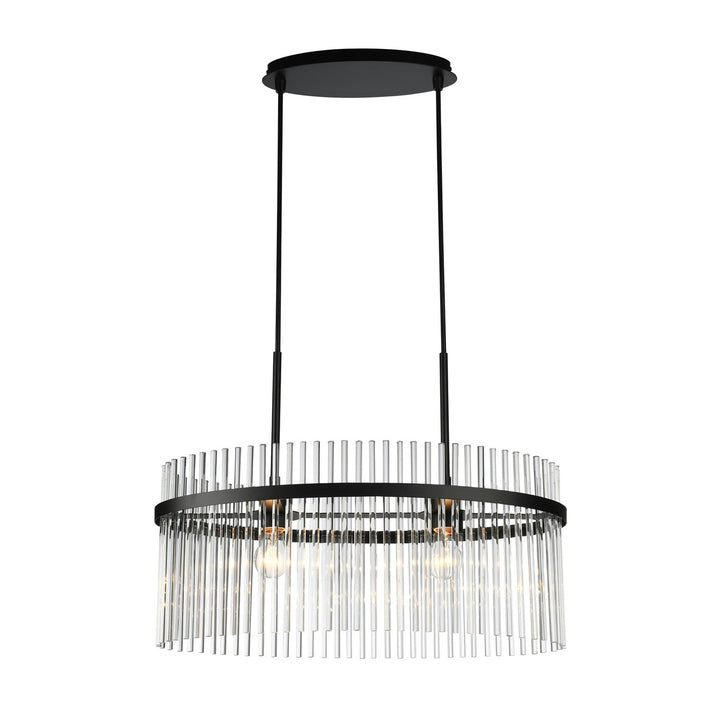 2 Light Chandelier, Black With Glass Rods by Artcraft