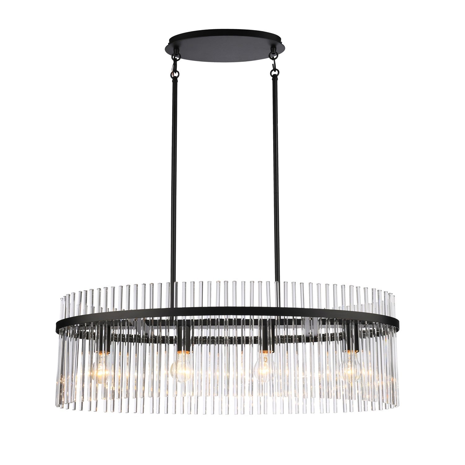 4 Light Island Light, Black With Glass Rods by Artcraft