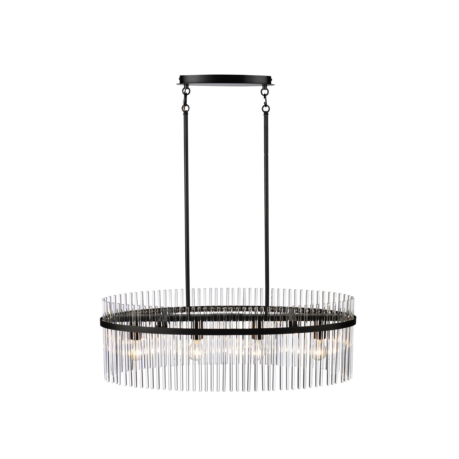 4 Light Island Light, Black With Glass Rods