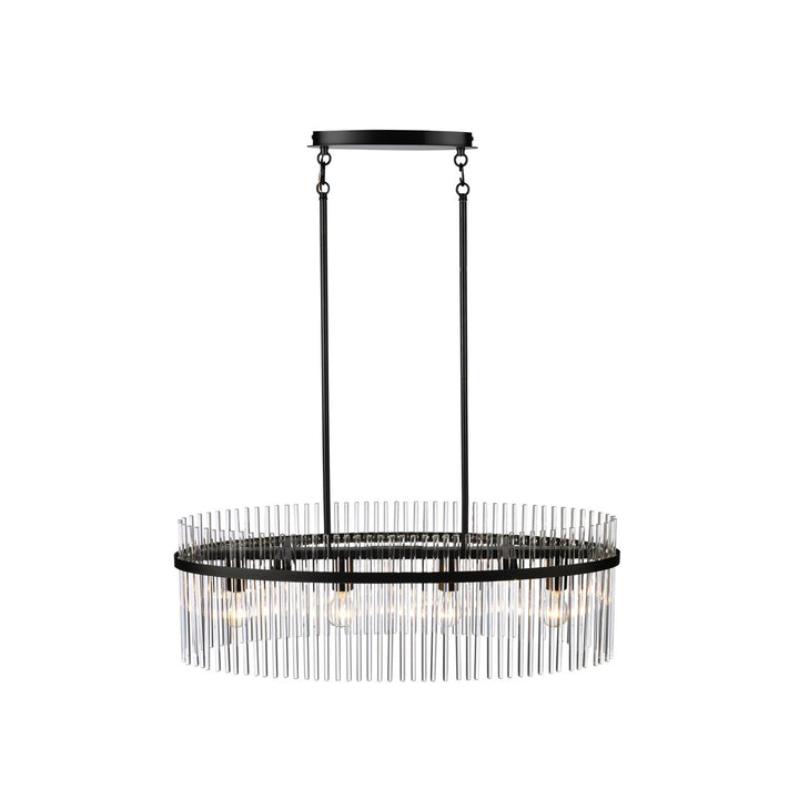 4 Light Island Light, Black With Glass Rods