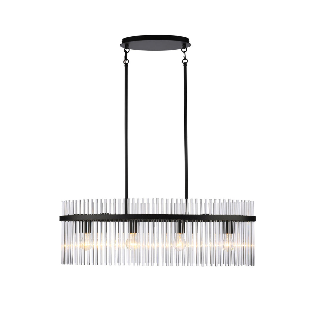 4 Light Island Light, Black With Glass Rods
