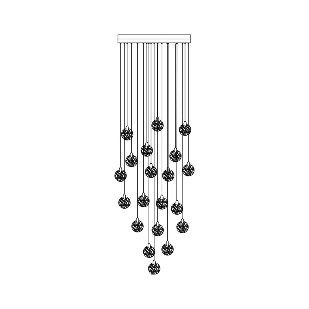 20 Light Integrated Led Chandelier, Satin Brass