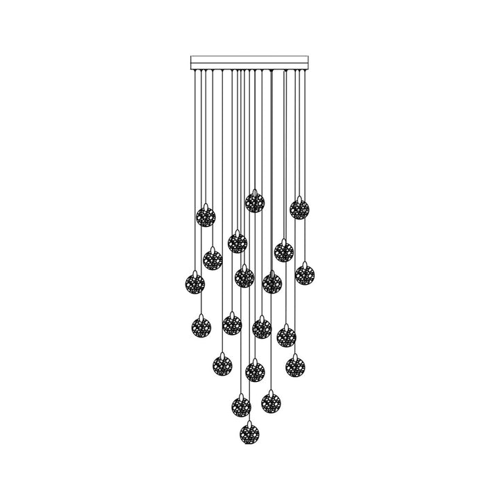 20 Light Integrated Led Chandelier, Satin Brass