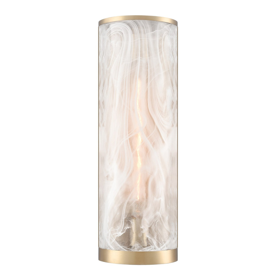 2 Light Wall Sconce, Brass With Wispy White Murano Style Glass
