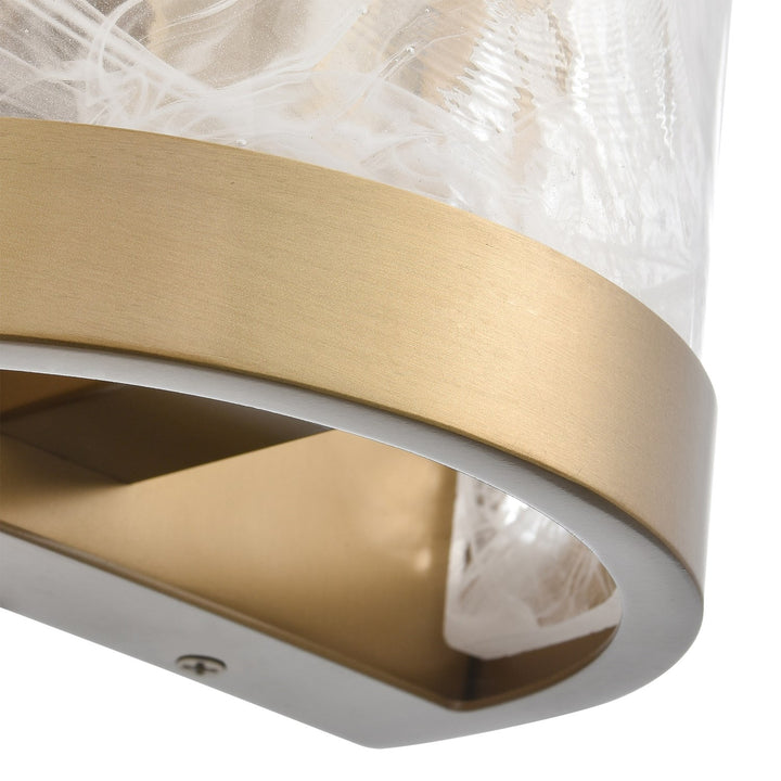 2 Light Wall Sconce, Brass With Wispy White Murano Style Glass