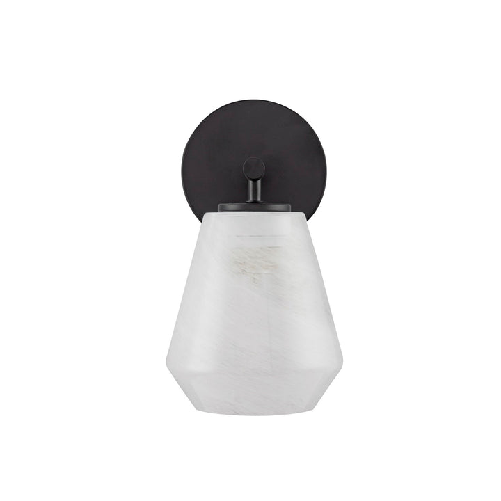 1 Light Wall Sconce, Black With Wispy White Glassware