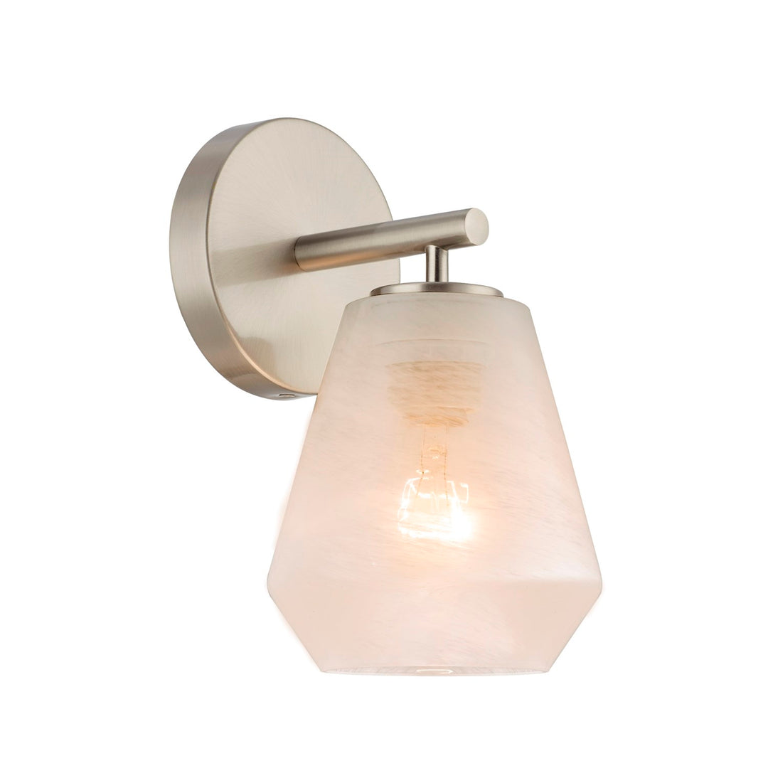 1 Light Wall Sconce, Brushed Nickel With Wispy White Glassware by Artcraft