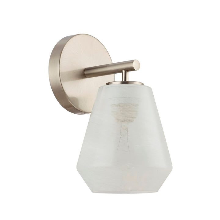 1 Light Wall Sconce, Brushed Nickel With Wispy White Glassware